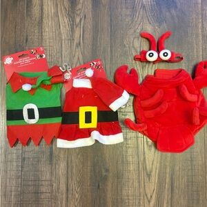 Festive Pet Costume Set - Elf, Santa, Lobster